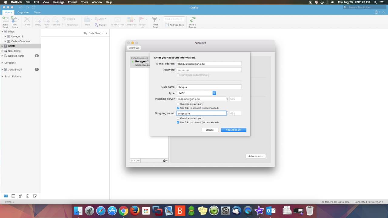 add exchange account outlook for mac